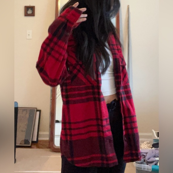 Zoya Aridi Unisex Shacket (Flannel) - Red Flannel